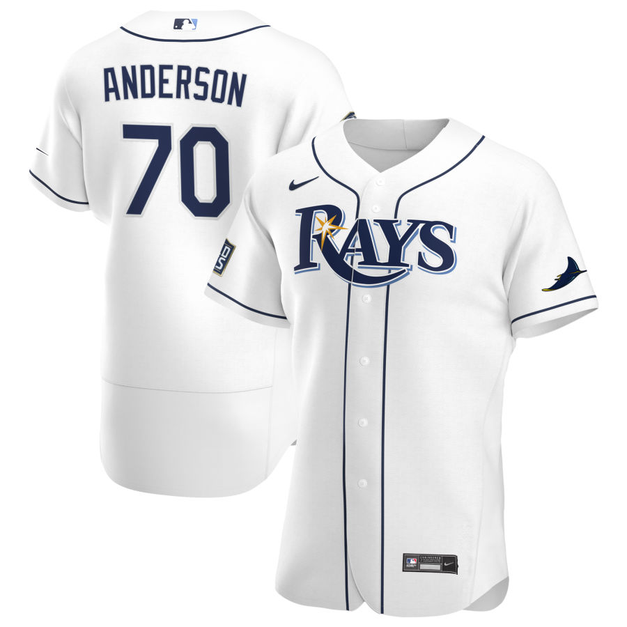Tampa Bay Rays #70 Nick Anderson Men Nike White Home 2020 World Series Bound Authentic Player MLB Jersey